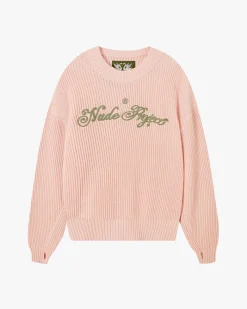 Nude Project Script Knit Sweater Pink Clearance