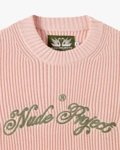 Nude Project Script Knit Sweater Pink Clearance