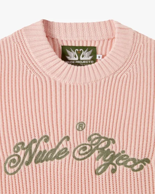 Nude Project Script Knit Sweater Pink Clearance