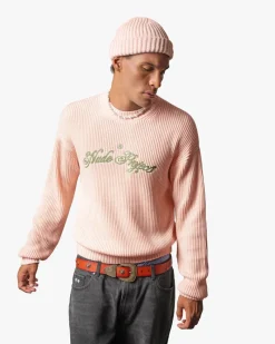 Nude Project Script Knit Sweater Pink Clearance