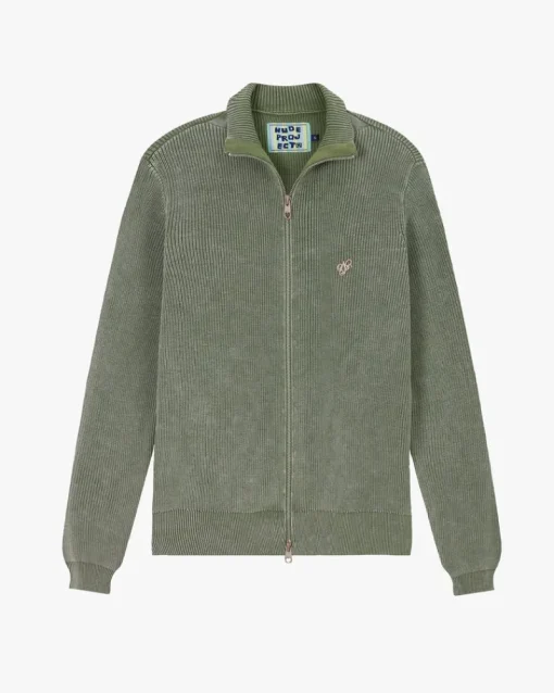Nude Project Shady Zip-Up Knit Cardigan Green New