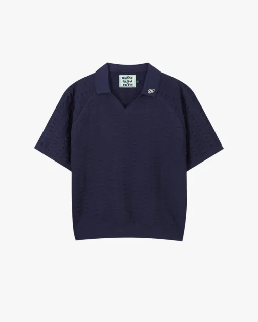 Nude Project Structure Knit Polo Navy Best