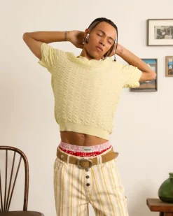 Nude Project Structure Knit Polo Yellow Online