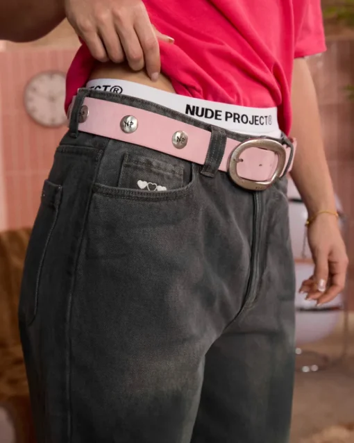 Nude Project Suede Belt Pink New