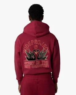 Nude Project Swans Hoodie Burgundy New