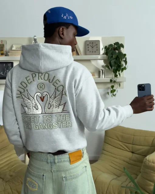 Nude Project Swans Hoodie Grey Melange Sale