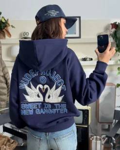 Nude Project Swans Hoodie Navy Outlet