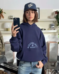 Nude Project Swans Hoodie Navy Outlet