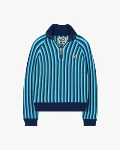 Nude Project Teteo Quarter-Zip Knit Blue Clearance