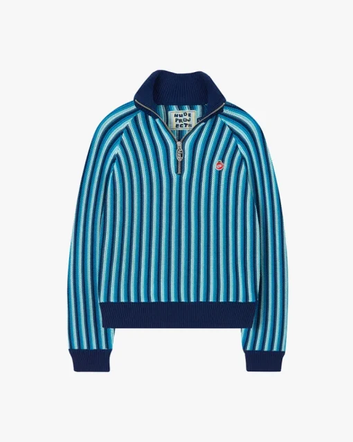 Nude Project Teteo Quarter-Zip Knit Blue Clearance