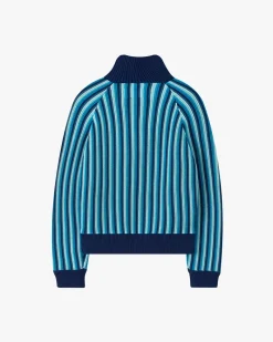 Nude Project Teteo Quarter-Zip Knit Blue Clearance