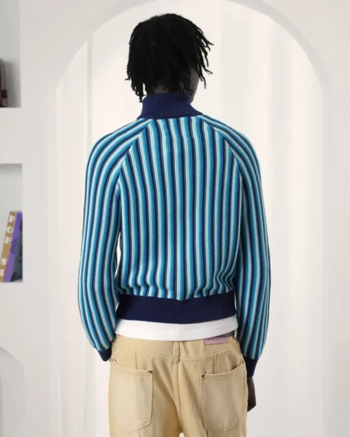 Nude Project Teteo Quarter-Zip Knit Blue Clearance