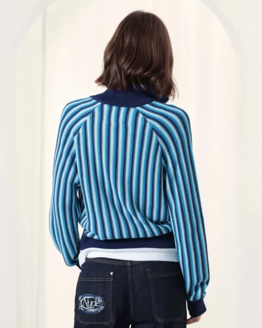 Nude Project Teteo Quarter-Zip Knit Blue Clearance