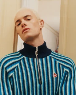 Nude Project Teteo Quarter-Zip Knit Blue Clearance