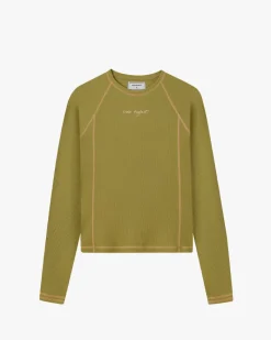 Nude Project Waffle Long-Sleeve Tee 2 Pack Green/Blue New