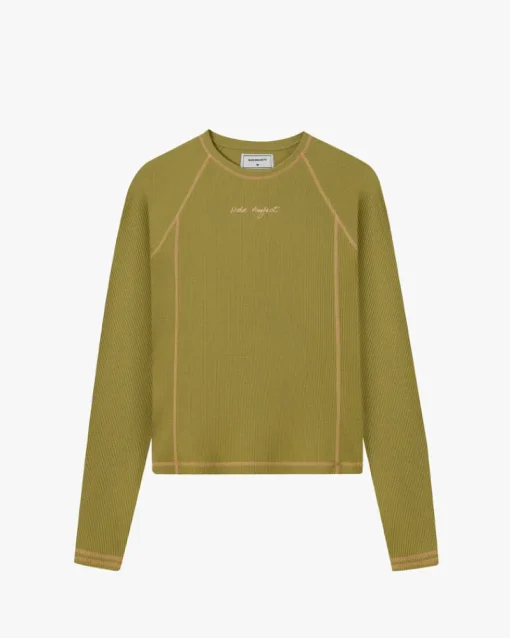 Nude Project Waffle Long-Sleeve Tee 2 Pack Green/Blue New