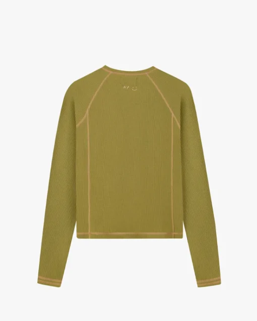 Nude Project Waffle Long-Sleeve Tee 2 Pack Green/Blue New