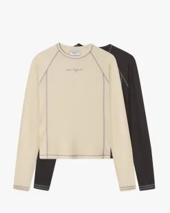 Nude Project Waffle Long-Sleeve Tee 2 Pack Marshmallow/Black Discount