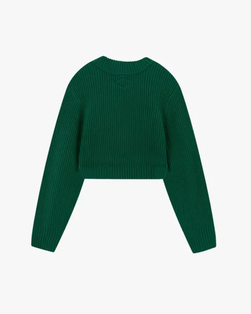 Nude Project Wifey Knit Cropped Sweater Green New