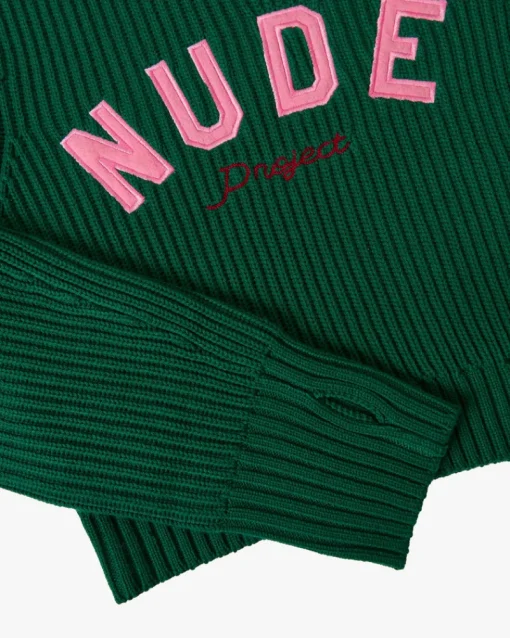 Nude Project Wifey Knit Cropped Sweater Green New
