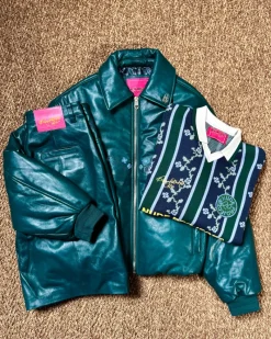 Nude Project World Cup Leather Bomber Jacket Clearance