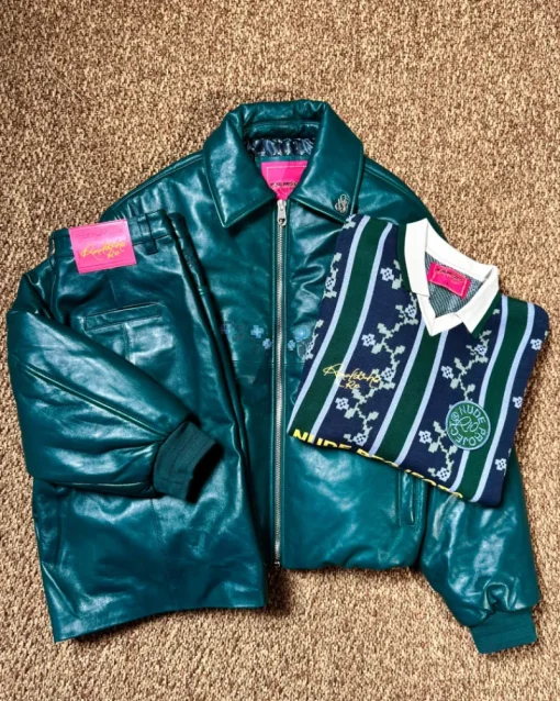 Nude Project World Cup Leather Bomber Jacket Clearance