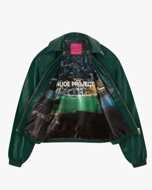 Nude Project World Cup Leather Bomber Jacket Clearance