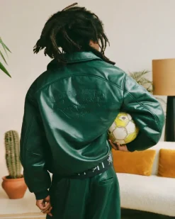 Nude Project World Cup Leather Bomber Jacket Clearance