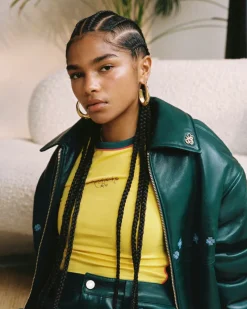 Nude Project World Cup Leather Bomber Jacket Clearance