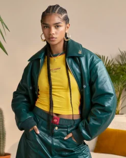 Nude Project World Cup Leather Bomber Jacket Clearance